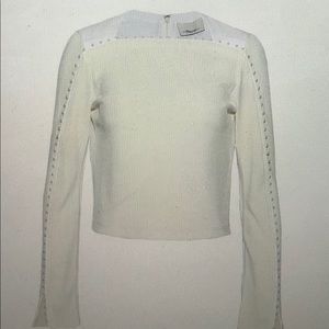 3.1 Phillip Lim Faux Pearl Trim Rib Knit Top